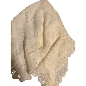 White Handmade Crochet Baby Blanket